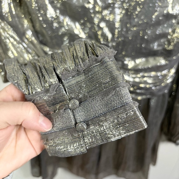 Ramy Brook Elise Metallic Party Silk Mini Dress in Platinum Sz 4 - Picture 10 of 10